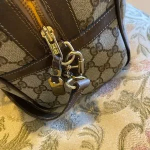 OLD GUCCI バニティポーチ OLD GUCCI SHERRY LINE GG PATTERNED MINI BOSTON SHOULDER BAG